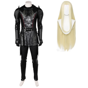 House of The Dragon Daemon Targaryen Combattant Tenue Noire Vintage Cosplay Costume Médiéval