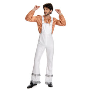 ABBA 1970s Homme Bjorn Ulvaeus Chemise+Salopette Costume Vintage