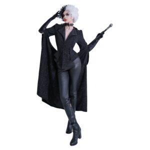 Cruella Emma Stone Cruella Manteau Noir Cosplay Costume