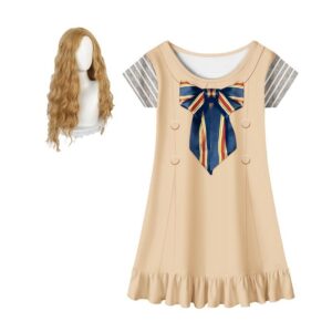 M3GAN Femme Robe Perruque Cosplay Costume Carnival