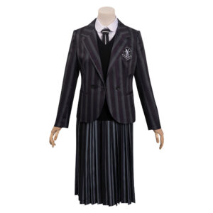 Adulte La Famille Addams 2 Mercredi Tenue Scolaire Cosplay Costume