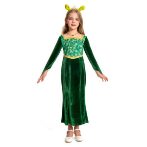 Enfant Shrek Princess Fiona Robe Verte Cosplay Costume
