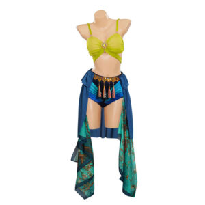 Femme Tenue Verte et Bleue pour Spectacle Cosplay Costume
