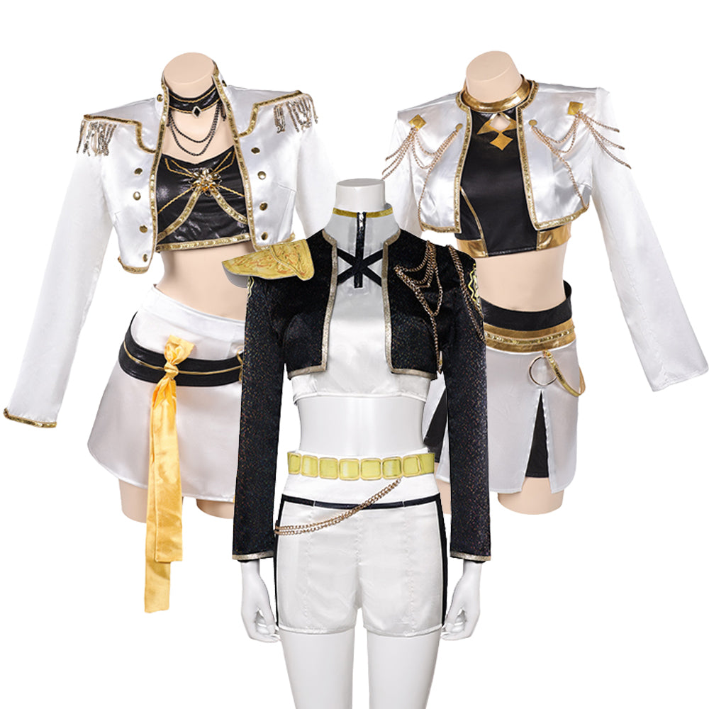 Femme Golden Tenue Noire et Blanche Cosplay Costume