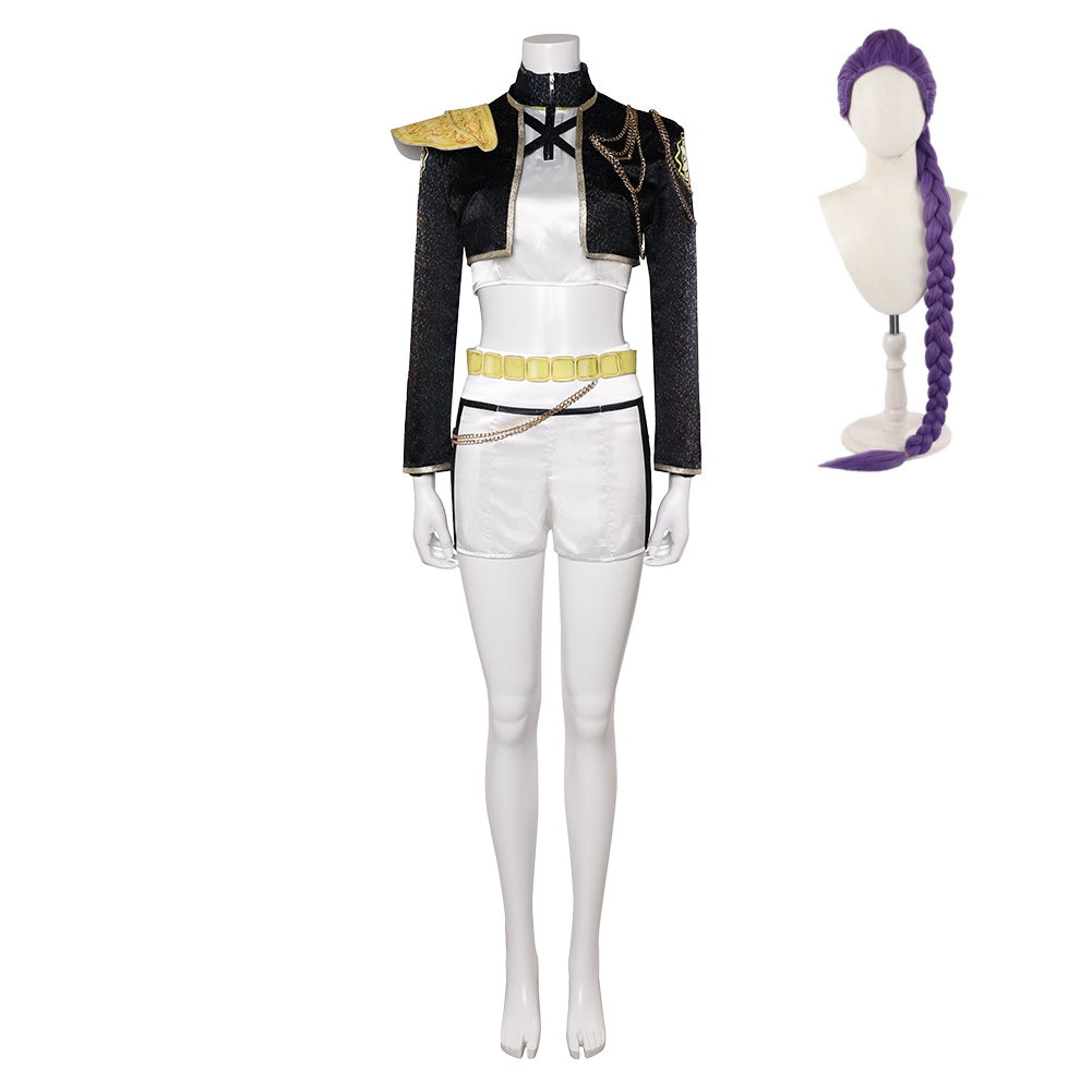 Femme Golden Tenue Noire et Blanche Cosplay Costume – Image 2