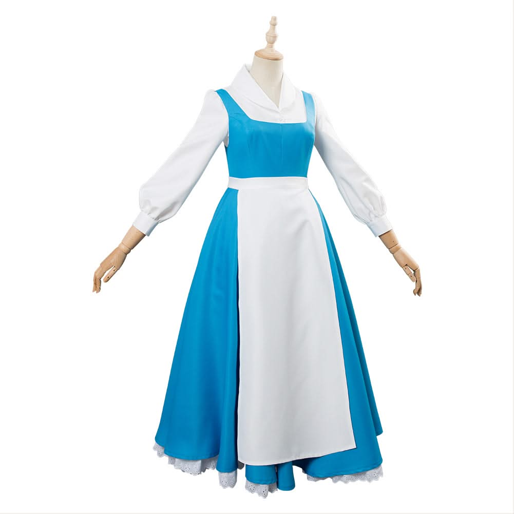 La Belle et La Bête Belle Robe et Tablier Cosplay Costume Bleu – Image 4