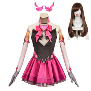 Overwatch 2 Nocturna D.VA Robe Rose et Noire Cosplay Costume
