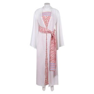 ABBA Femme Anni-Frid Lyngstad 1970s Robe Rose et Blanche Costume Vintage