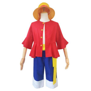 One Piece Luffy Enfant Cosplay Costume Quatre Pièces