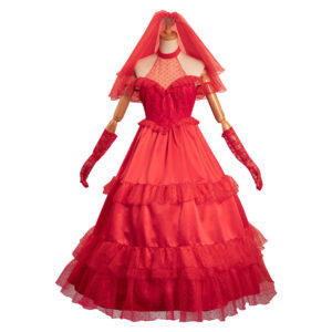 Beetlejuice Lydia Deetz Robe de Mariage Rouge Design Original Cosplay Costume Ver.B