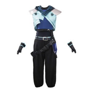 Cosplay Costume Jett Valorant Jeu Cosplay Tenue Noire et Bleue Femme