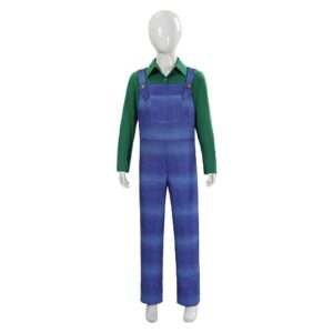 Cosplay Costume Luigi The Super Mario Galaxy Movie(2026) Fillm Cosplay Tenue Bleue et Verte Enfant