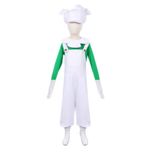 Cosplay Costume Luigi The Super Mario Galaxy Movie(2026) Film Cosplay Tenue Verte et Blanche Enfant