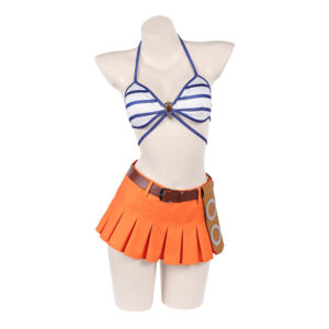 Cosplay Costume Nami One Piece Live Action 2(2026) TV Cosplay Maillot de Bain Bleu et Orange Femme