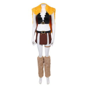 Cosplay Costume Nami One Piece Live Action 2(2026) TV Cosplay Tenue Noire et Brune avec Châle Jaune Femme