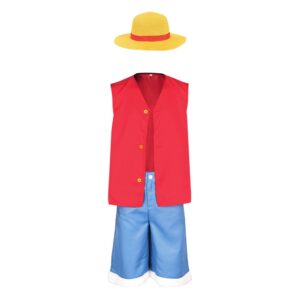 Enfant One Piece Luffy Tenue Rouge Cosplay Costume