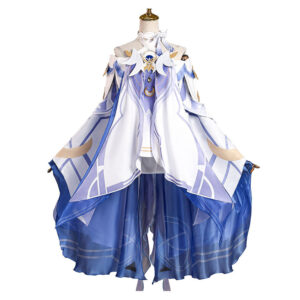 Genshin Impact Columbina Tenue Blanche et Bleue Cosplay Costume