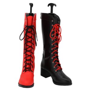 Harley Quinn Couleurs Rouge et Noir Cosplay Chaussures