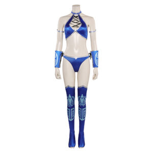Mortal Kombat Kitana Maillot de Bain Bleu Cosplay Costume