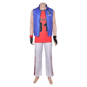 Street Fighter 6 Terry Bogard Tenue Bleue et Rouge Cosplay Costume
