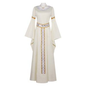 The Lord of The Rings Eowyn Robe Blanche Longue Médiévale Vintage Cosplay Costume