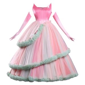 Wicked: For Good(2025) Glinda Robe de Célébration avec Volants Multiples Cosplay Costume
